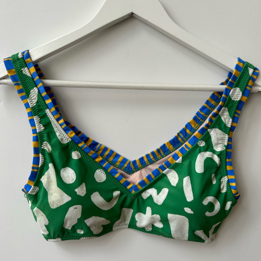 ANTHROPOLOGIE - Alja Horvat Bikini Top & Bottom - Green / White Print - S / M - Picture 5 of 13
